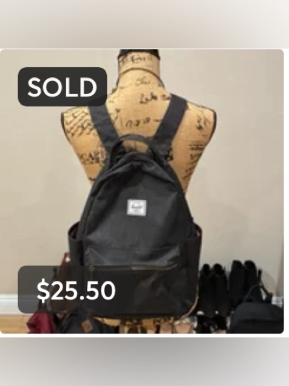 SOLD!!! Herschel Classic Charcoal unisex Backpack